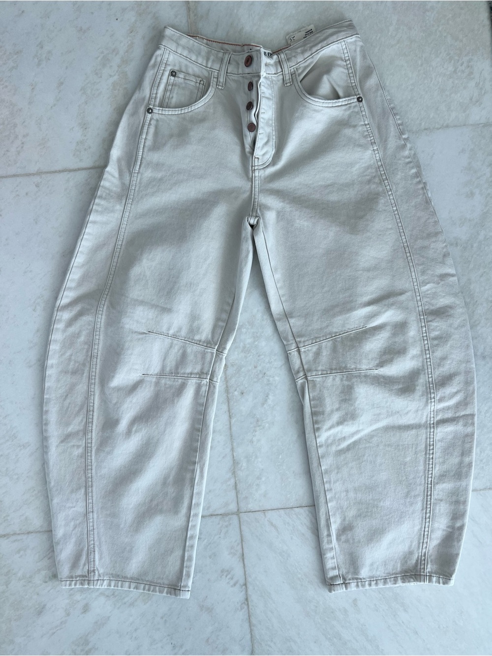 We The Free Cream Button-Fly Boyfriend Jeans